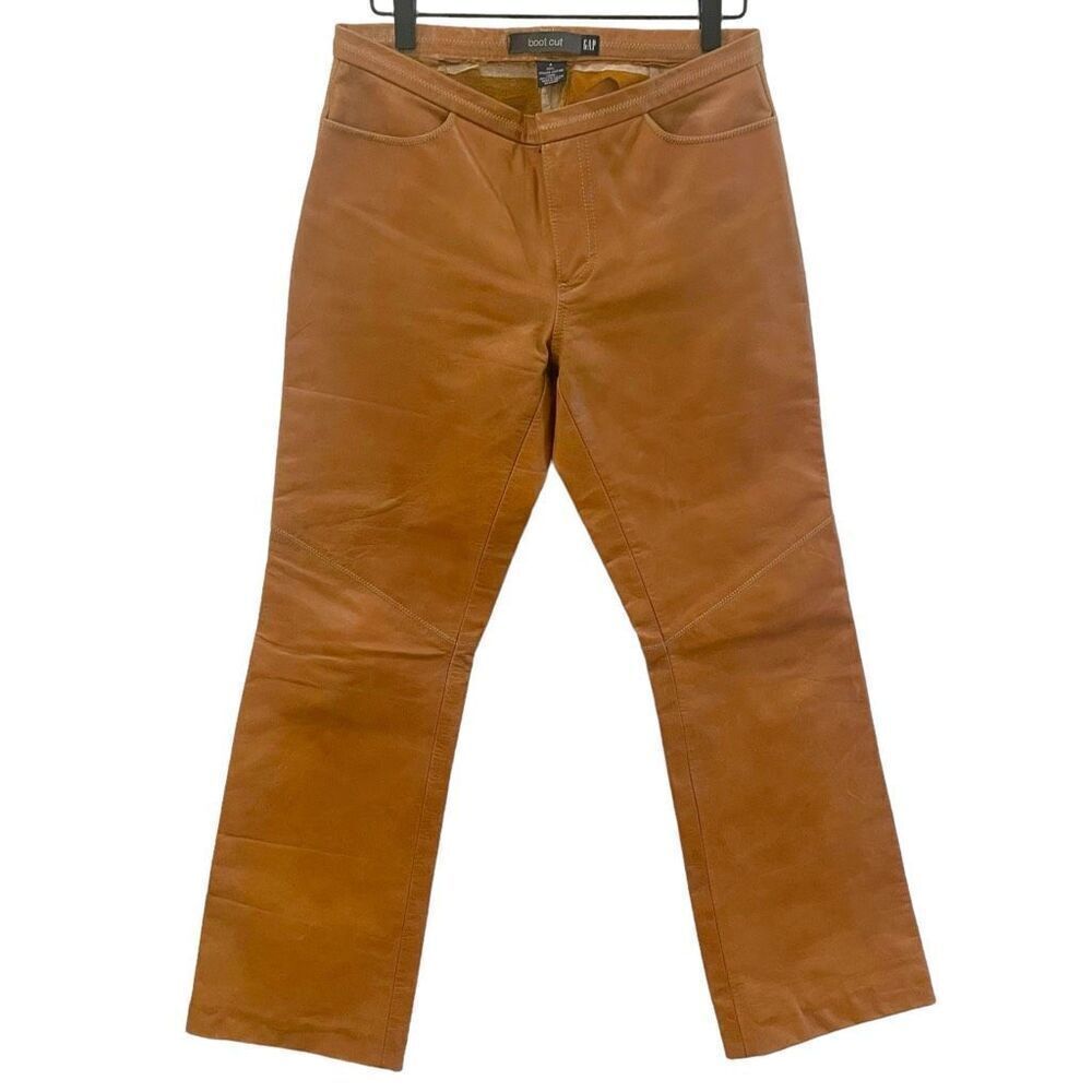 Vintage Y2K Gap Bootcut 100% Leather Camel Country Western Cowgirl Pants 4